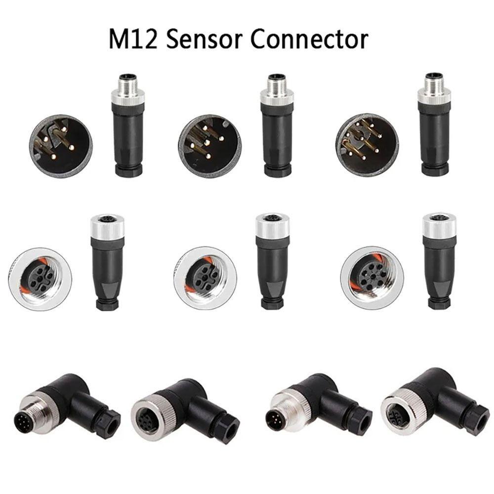 [Vận chuyển nhanh] Đầu nối cảm biến M12 SIMPLEAID, phích cắm nam & nữ PG7 4 5 8 Pin, Góc uốn cong chống nước chất lượng cao M12 Phích cắm hàng không gia đình