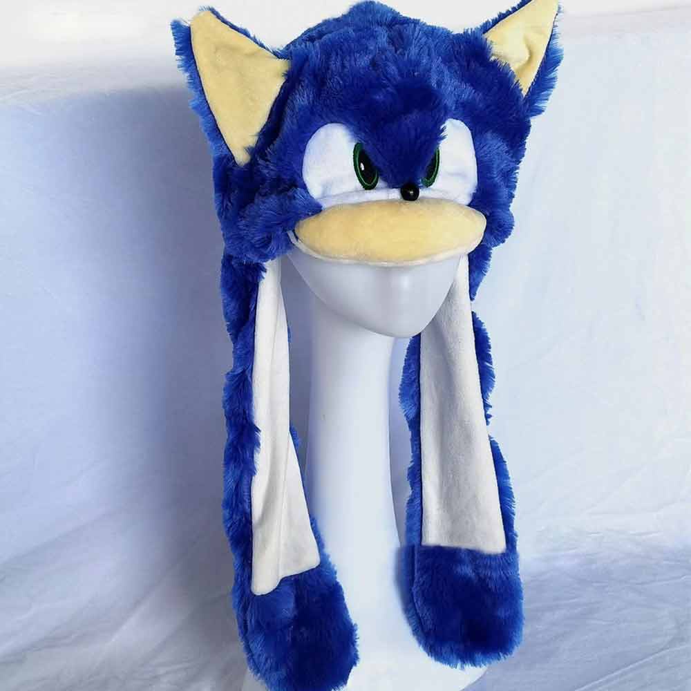 The hedgehog children's hats plush toys Sonic the Hedgehog Can moving hat with movable Earflaps cute plush dolls kids hats