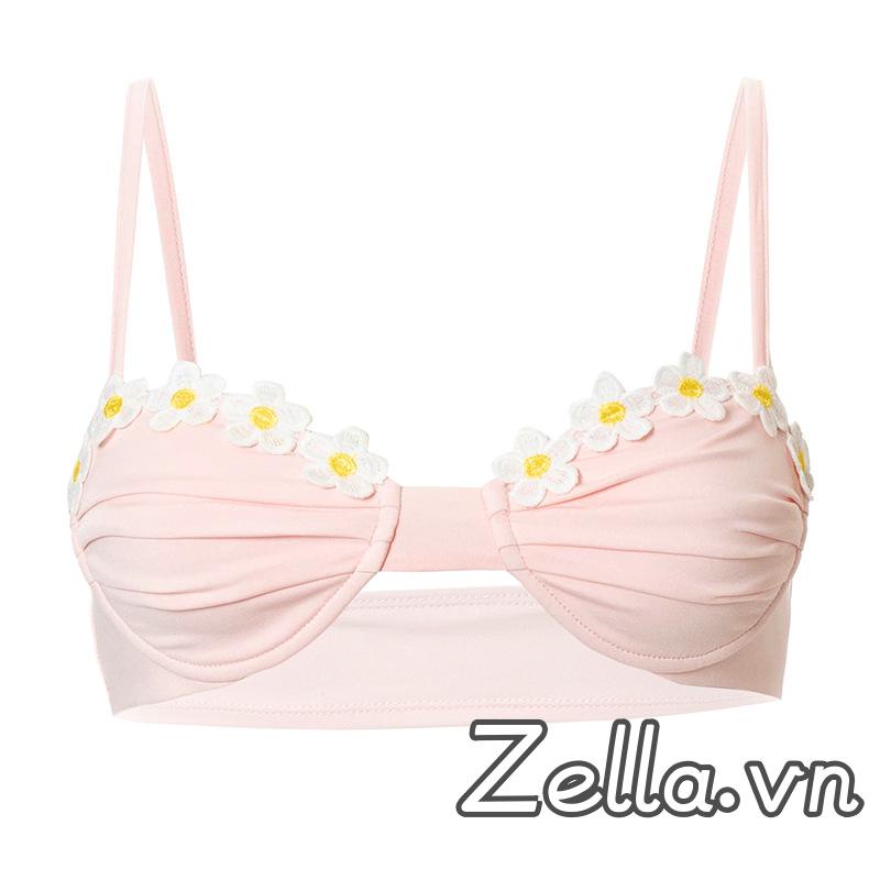 Phụ Nữ Bikini Đồ Bơi Áo Hoa Hồng Đính Họa Tiết Người Yêu Đường Cổ Quần Lót Cho Đi Biển Ngày Lễ