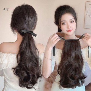 Julyhot Dây buộc tóc xoăn dài tổng hợp với kẹp đuôi ngựa Tóc giả xoăn Lông đuôi ngựa giả Massivedeals