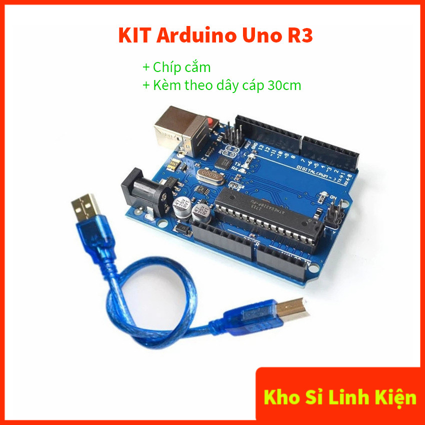 KIT Arduino Uno R3 Atmega 328P Chíp Cắm Có Kèm Dây Cáp | Shopee Việt Nam