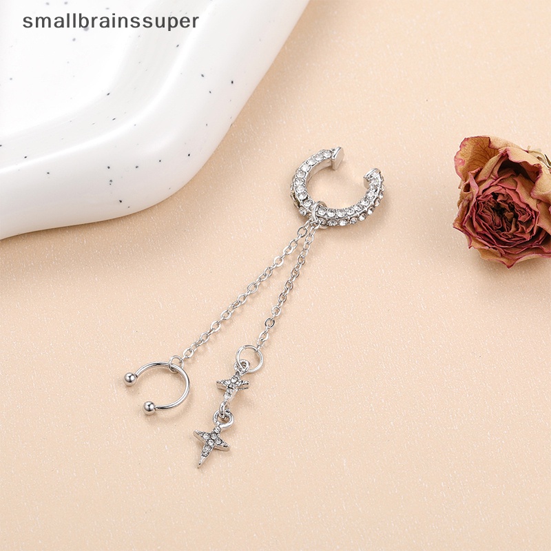 Smallbrainssuper Khuyên Kẹp Vành Tai Đính Đá Lấp Lánh Thời Trang Cho Nữ sbs