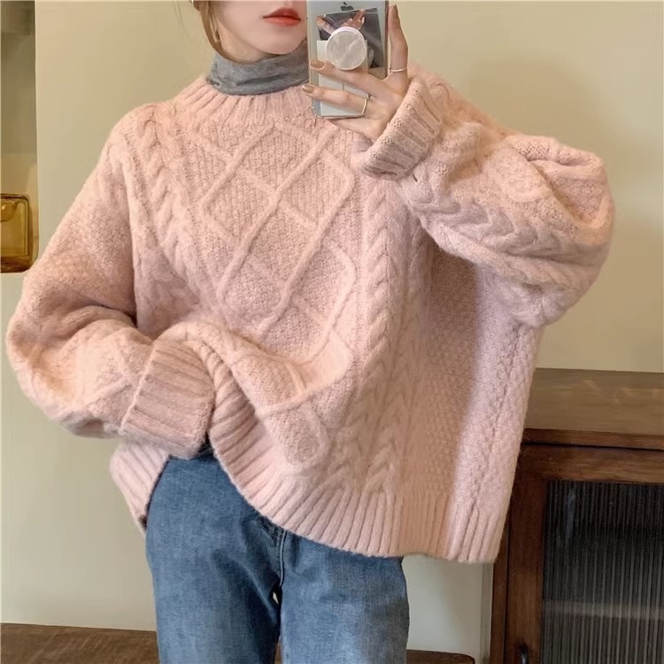 Áo Len Dài Tay áo sweater Cổ Tròn Phong Cách Hàn Quốc Thời Trang Thu Đông Mới áo mùa đông nữ