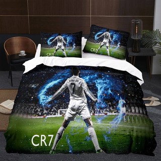 G13 Cristiano Ronaldo Bộ chăn ga gối 3in1 Ga trải giường Vỏ chăn phòng ngủ Có thể giặt thoải mái Bộ đồ gia đình G13