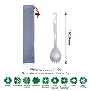 Boundless Voyage- Thìa Spork Titan có Dụng Cụ Mở Chai Bộ Đồ Ăn Ngoài Trời 3 Trong 1 Cắm Trại Dao Kéo Dã Ngoại Di Động Flatware