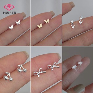 1 Đôi Bông Tai Bạc Tối Giản Hình Hoa Tulip / Trái Tim / / Trái Tim Nhỏ Thời Trang Cho Nữ Mới