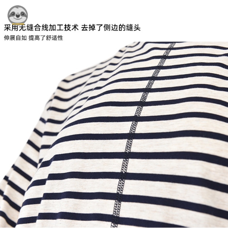 Bộ Đồ Ngủ Pijama cotton Dài Tay Không Đường May / Kẻ Sọc Phong Cách muji Nhật Bản Cho Cặp Đôi