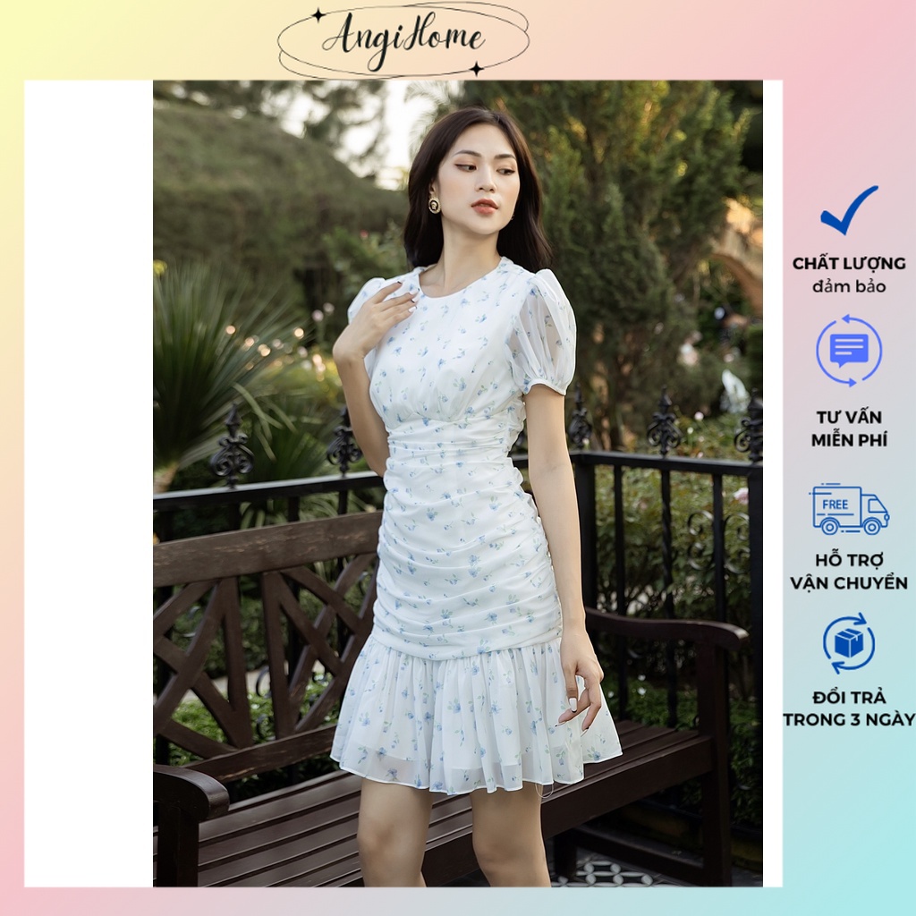 ĐẦM HOA BÈO TAY PHỒNG NHÚN BO CHUN ANGIHOME