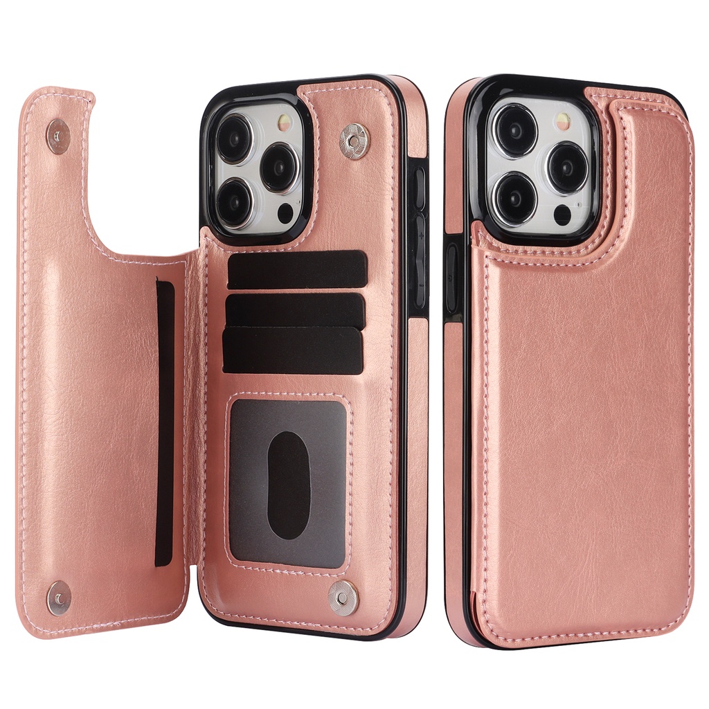 Ốp Điện Thoại Da PU Lật Cho IPhone 13 12 Mini 16 15 14 Plus 11 Pro Max XS Ví Có Giá Đỡ Thẻ Vỏ Chống Sốc