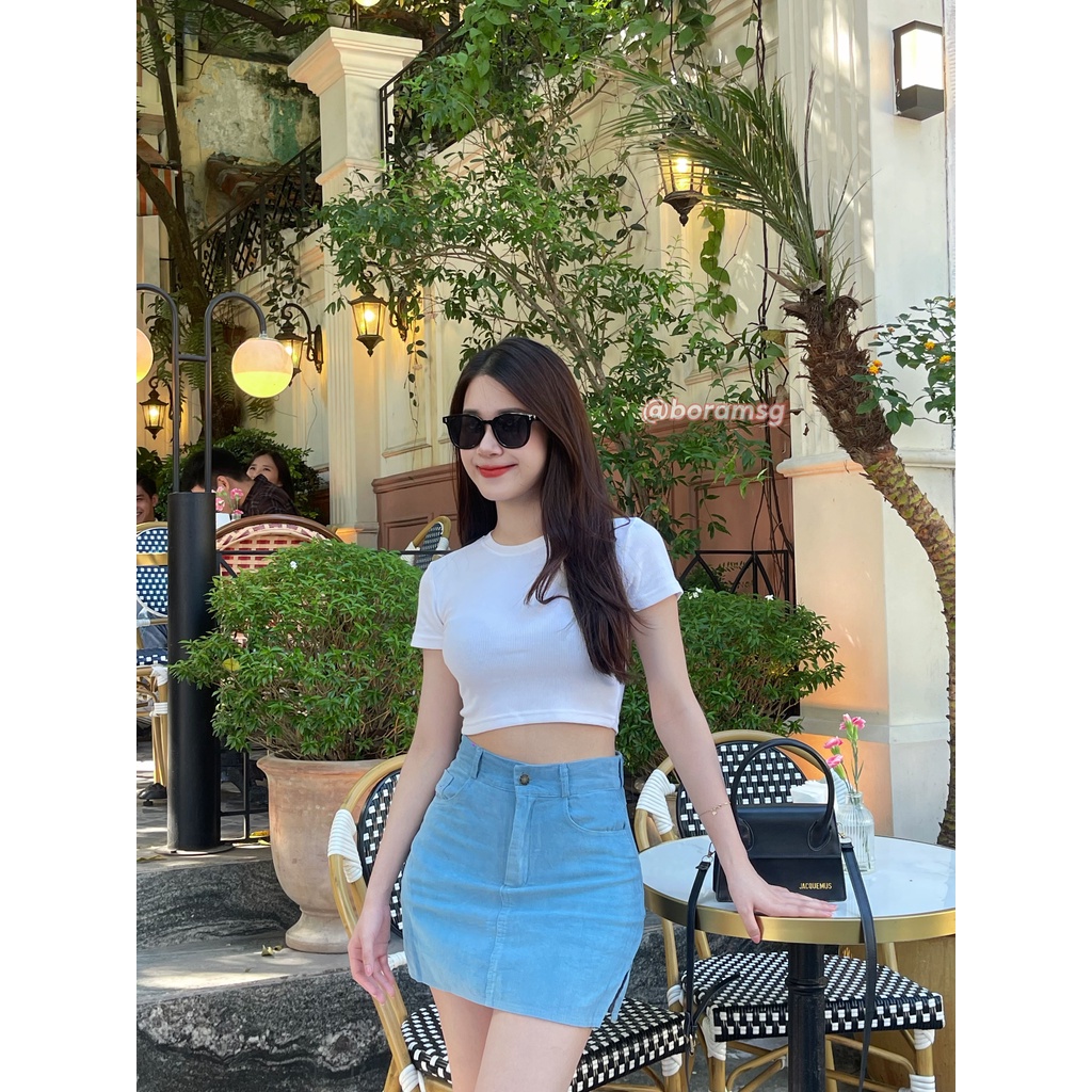 Chân váy chữ A nhung tăm, chân váy xẻ tà ôm body có quần bảo hộ BORAM SG