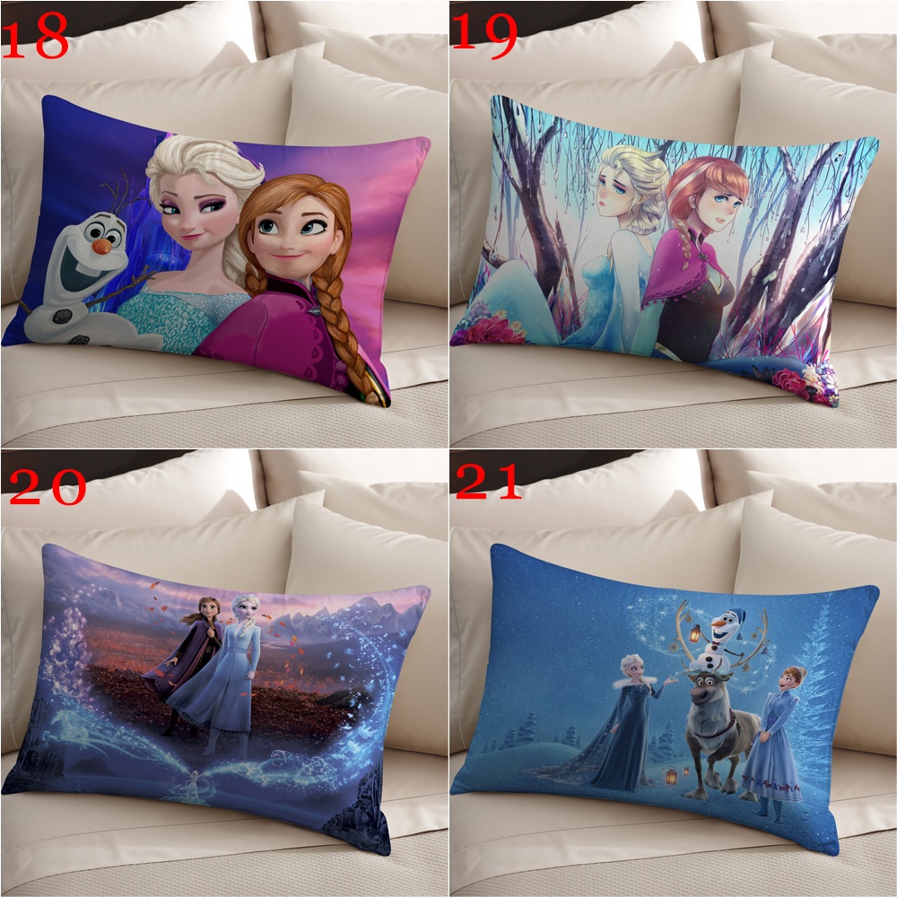 Vỏ Gối polyester Hình Chữ Nhật In Hình anna & elsa Một Mặt Trang Trí Nhà Cửa (Không Kèm Lõi)
