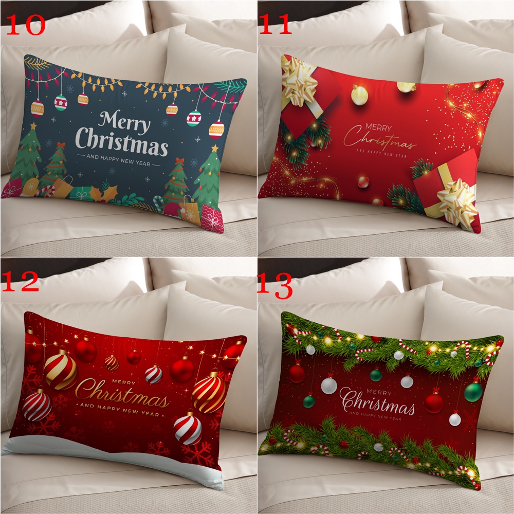 Vỏ Gối polyester Một Mặt Hình Chữ Nhật In Họa Tiết Giáng Sinh Năm Mới Trang Trí Nhà Cửa (Không Có Lõi)