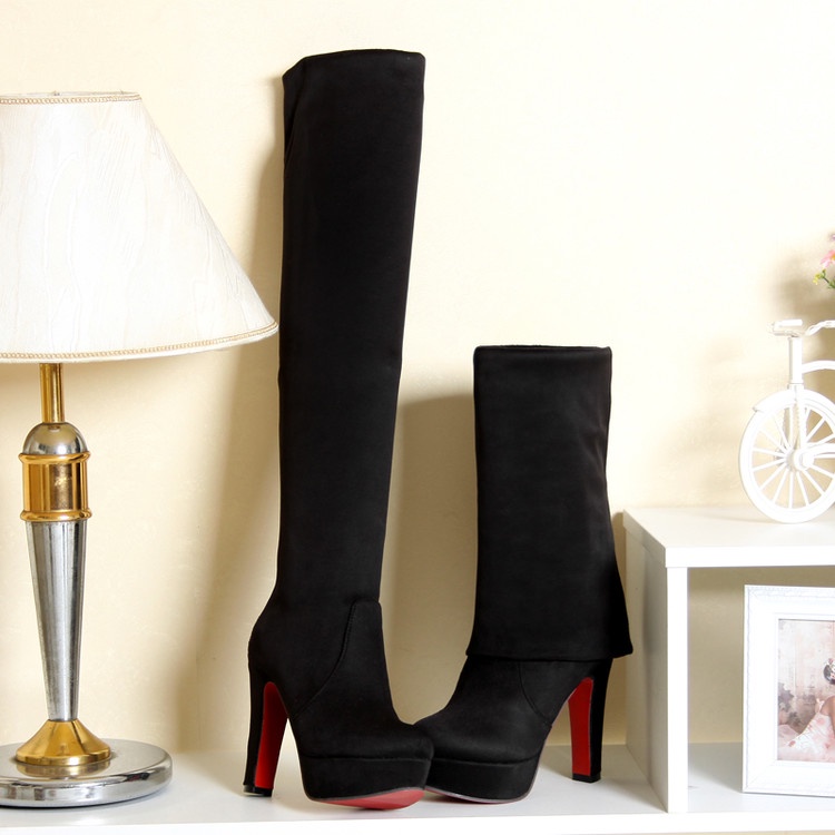 Ultra Giày Bốt Cao Gót Da Lộn Phong Cách Âu Mỹ Thời Trang Thu Đông size Lớn 34-39