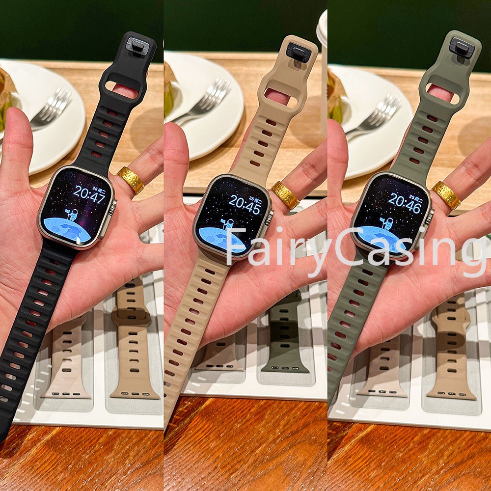 Silicone Dây Đeo Đồng Hồ Bằng Silicon Kích Thước 9 41mm 45mm ultra 2 49mm 44mm 40mm 38 42mm Cho iwatch series 9 8 7 6 se 5 4