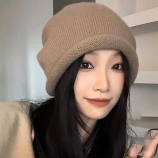 Mũ Len Dây Rút Màu Trơn Bảo Vệ Tai Có Thể Điều Chỉnh Giữ Ấm Mùa Thu Đông Đường Phố Cho Nam Và Nữ - Mũ Len Dây Rút