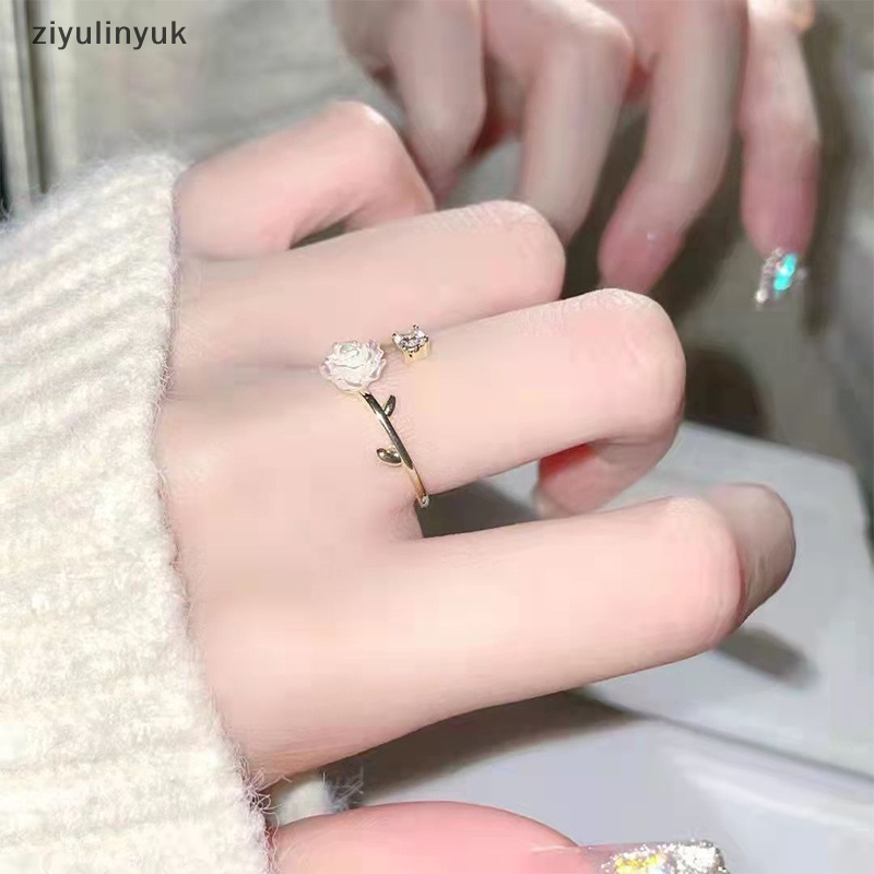 Vòng Tay / Dây Chuyền / Nhẫn Mở Đính Hoa Trà Và Ngọc Trai ziyulinyuk Thanh Lịch Cổ Điển Có Thể Điều Chỉnh Cho Nữ