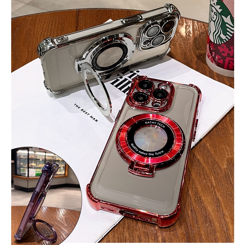 Ốp Điện Thoại TPU Mềm Chống Sốc Có Giá Đỡ Từ Tính Cho iphone15 Pro Max 14 13 12 11