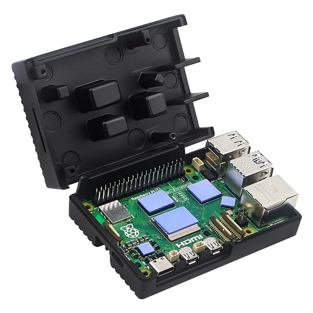 Vỏ Bảo Vệ Bộ Tản Nhiệt Bằng Silicon Và Kim Loại Cho Raspberry Pi 5 RPI 5 Pi5