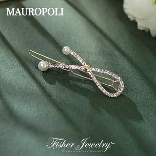 Mauropoli [Sẵn sàng] Kẹp tóc nửa mảnh Đầu sau đính đá Ngọc trai Kẹp tóc bên hông Kẹp tóc phong cách mới Mũ đội đầu khóa ếch