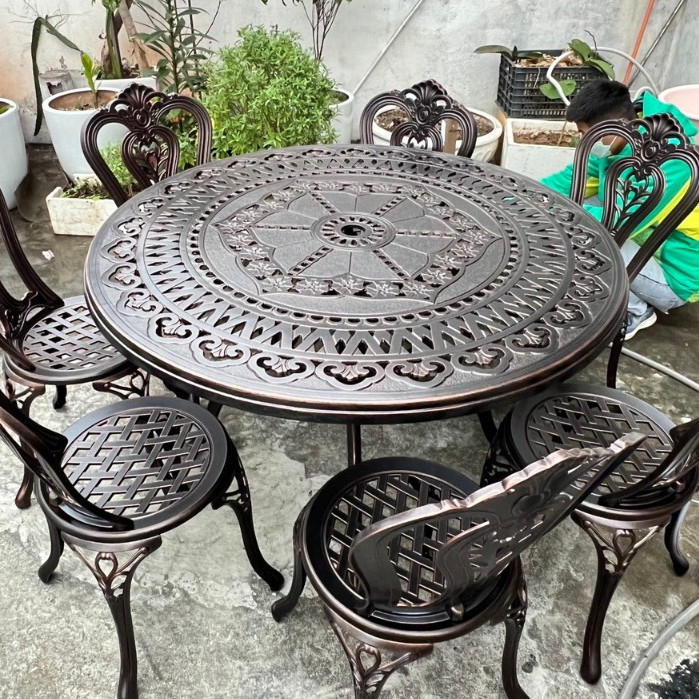 Bộ bàn ghế ban công ngoài trời Nhôm đúc Bàn ghế sân vườn ngoài trời Tròn Bàn ghế ngoài trời - HP48