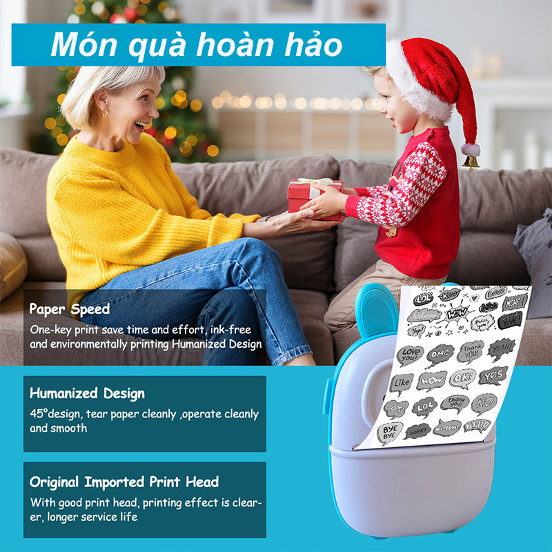 Máy in nhãn nhiệt cầm tay Mini,Máy in bỏ túi Bluetooth không dây,Android IOS Điện thoại Máy in ảnh Máy tạo nhãn
