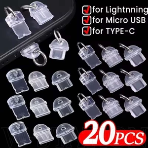 5 / 10 / 20 Phích cắm chống bụi - Dành cho Type-C Micro-USB iOS - Nắp cắm cổng sạc điện thoại - Phích cắm mặt dây chuyền điện thoại DIY trong suốt - Vỏ bảo vệ nút chặn điện thoại chống nước