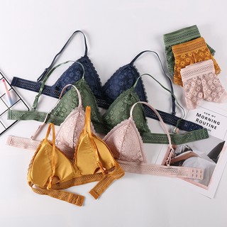 Set Áo Ngực Ren Nữ Không Gọng Mút mỏng nhẹ Set Quần Lót Nữ Tam Giác Quyến Rũ Cho Nữ áo ngực bra