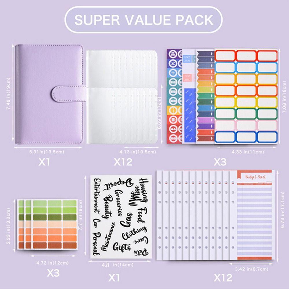 THFENG Người Tổ Chức Tiền Mặt, A6 Lập Ngân Sách Binder, Tiết Kiệm Tiền Có Dây Kéo Phong Bì Tiền Mặt Tờ Chi Tiết Da PU Chất Kết Dính Nam Nữ