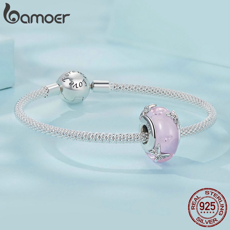 Bamoer Mặt Dây Chuyền Hình Bướm Bằng Thủy Tinh Bạc 925