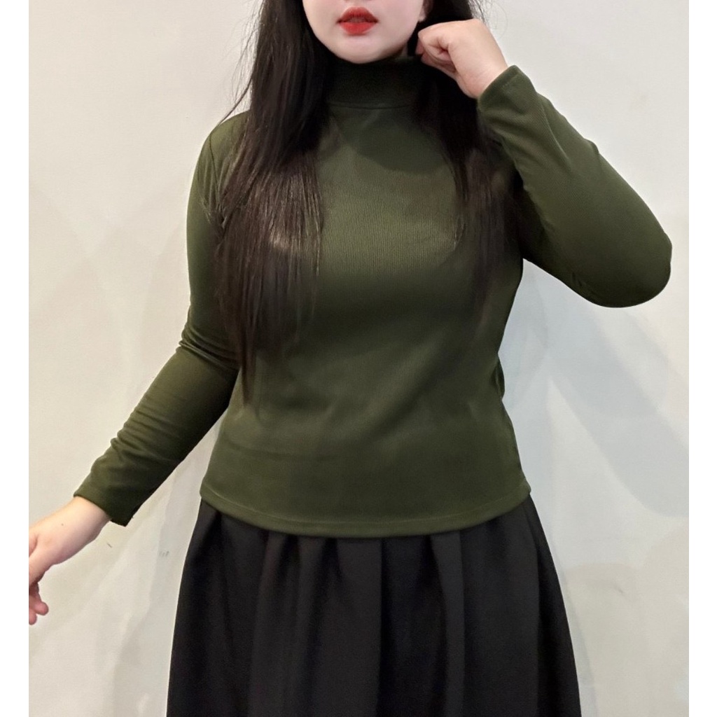 Áo Thun Nữ Bigsize Dài Tay Cổ Lọ – Giữ Nhiệt, Vải Tăm Nỉ Co Giãn, Size 40–95kg Nhiều Màu G216