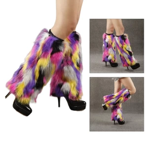 OXXGGKAO Nữ Lông Thú Giả Chân Ấm Lông Fuzzy Chân Ấm Áp Mềm Boot Còng Bao