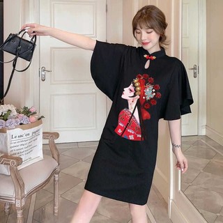 Đầm sườn xám phong cách Hanfu/Qipao cỡ từ M đến 5XL dành cho nữ