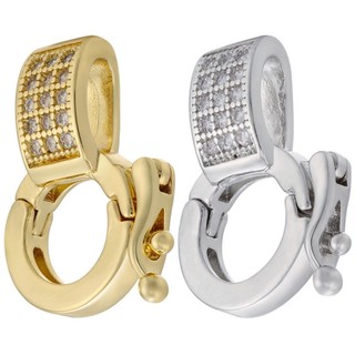 Jay Mặt dây chuyền có thể hoán đổi cho nhau Bail Clasp Kẻ sọc Zircon Shortener Khóa kết nối Trang sức Dangle Làm đồ dùng