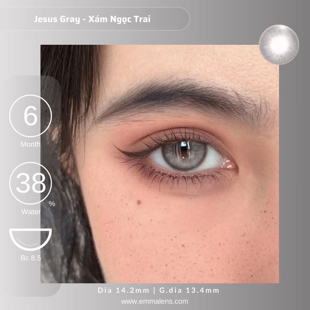 Kính áp tròng Jesus Gray | Xám Ngọc Trai | Emma Lens