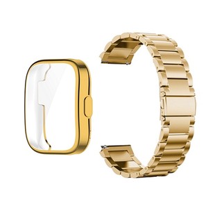 Ốp Bảo Vệ 2 Trong 1 Bằng Thép Không Gỉ + Dây Đeo Thay Thế Chuyên Dụng Cho Huami Amazfit Bip 5 / Bip 3 Pro