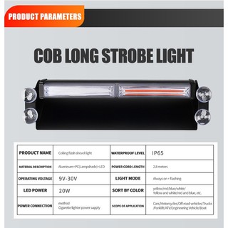 Đèn COB Cảnh Báo Khẩn Cấp Có Giác Hút Gắn Kính Chắn Gió 12-24V Cho Xe Hơi