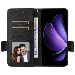 Ốp Lưng Cho OPPO Reno 13 F 14 12 11 10 13 F Pro 13Pro 14F 4G 5G Sang Trọng Lật Da Bên Khóa Lychee Họa Tiết Vỏ Điện Thoại Khe Cắm Thẻ Chân Đế Ốp Lưng