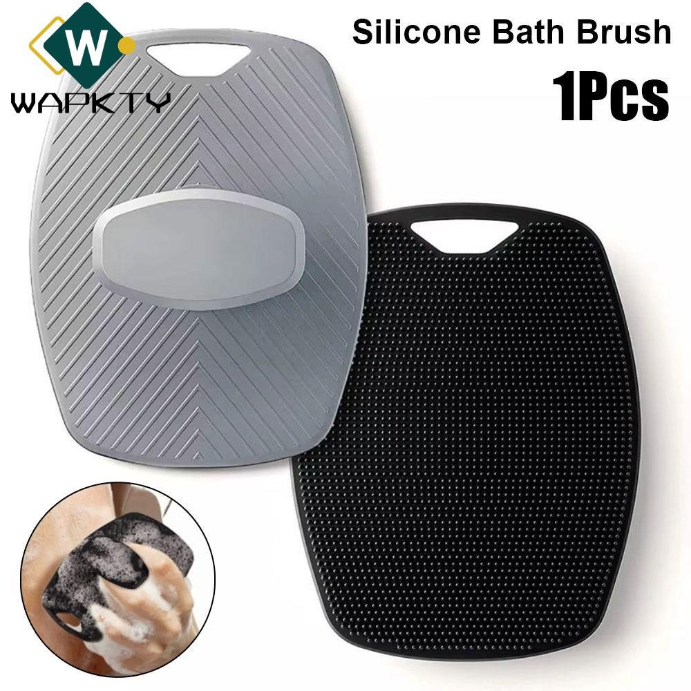 Wapkty 1 Bàn Chải Tẩy Tế Bào Chết Silicon, Bàn Chải Tắm Massage Nhẹ Nhàng Màu Xám Đen, Dụng Cụ Tắm Làm Sạch Toàn Thân Mềm Mại