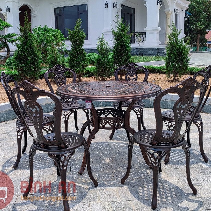 Bộ bàn ghế ban công ngoài trời Nhôm đúc Bàn ghế sân vườn ngoài trời Tròn Bàn ghế ngoài trời - HP48