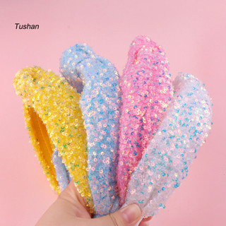 [Ts] Shimmering Rainbow Sequin Phụ kiện tóc Băng đô đế màu hồng cho bé gái Băng đô thắt nút cầu vồng đầy màu sắc cho bé gái Phụ kiện tóc lấp lánh cho sinh nhật Đông Nam