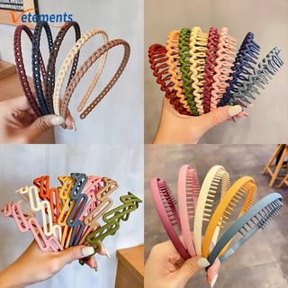 Băng Đô Cài Tóc Răng Lược Màu Trơn Chống Trượt / Răng Lược Đơn Giản Cho Nữ / Bé Gái Rửa Mặt / Chơi Thể Thao
