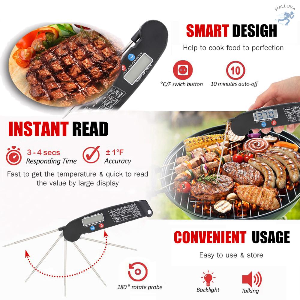 Thermometer Digital Instant Read Meat Thermometer Food Cooking Temperature Tester with Rotatable Probe for Grill BBQ Milk Kitchen Use