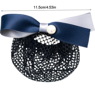 FUJIOU Nơ Lò Xo Kẹp, Ngọc Trai Ruy Băng Bun Snood, Thanh Lịch Phong Cách Hàn Quốc Mũ Kẹp Tóc Lưới Bao Nữ