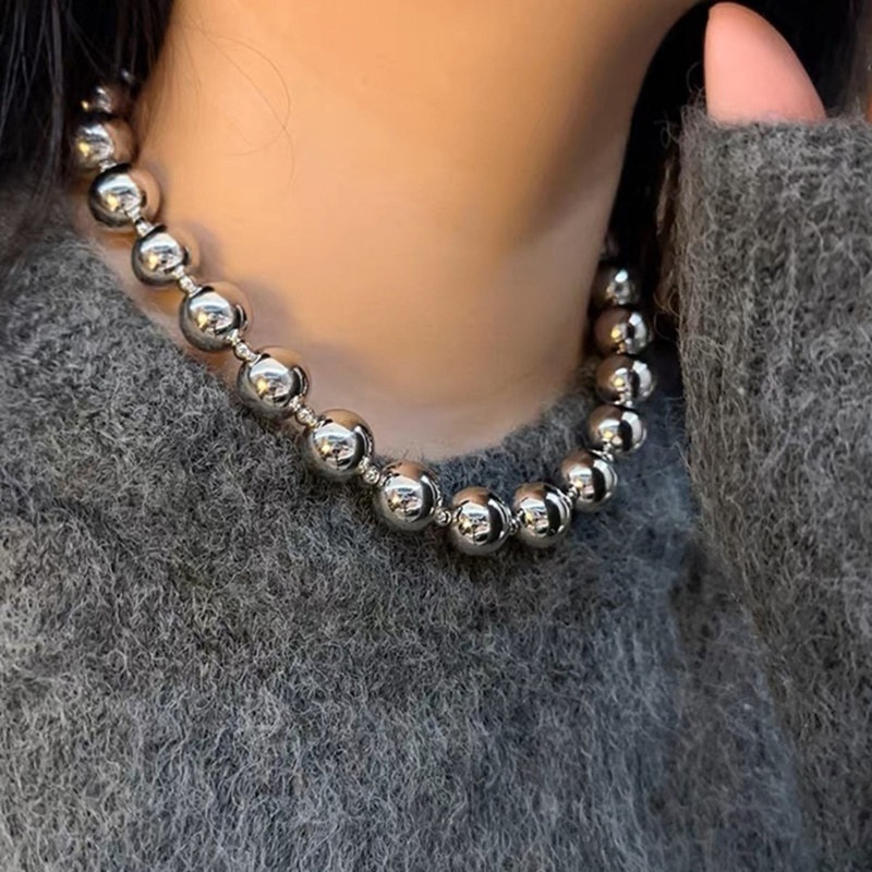 Coo Hợp kim tinh tế Đính cườm Neckchains Vòng cổ hạt thủ công Hạt hợp kim bạc