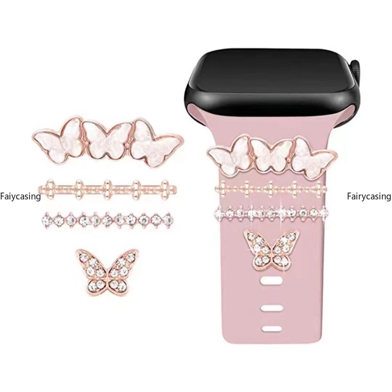 Vòng Đeo Tay Trang Trí Đính Đá Bằng silicone Cho apple watch series 9 8 7 6 se 5 4 3 49mm 45mm 44mm