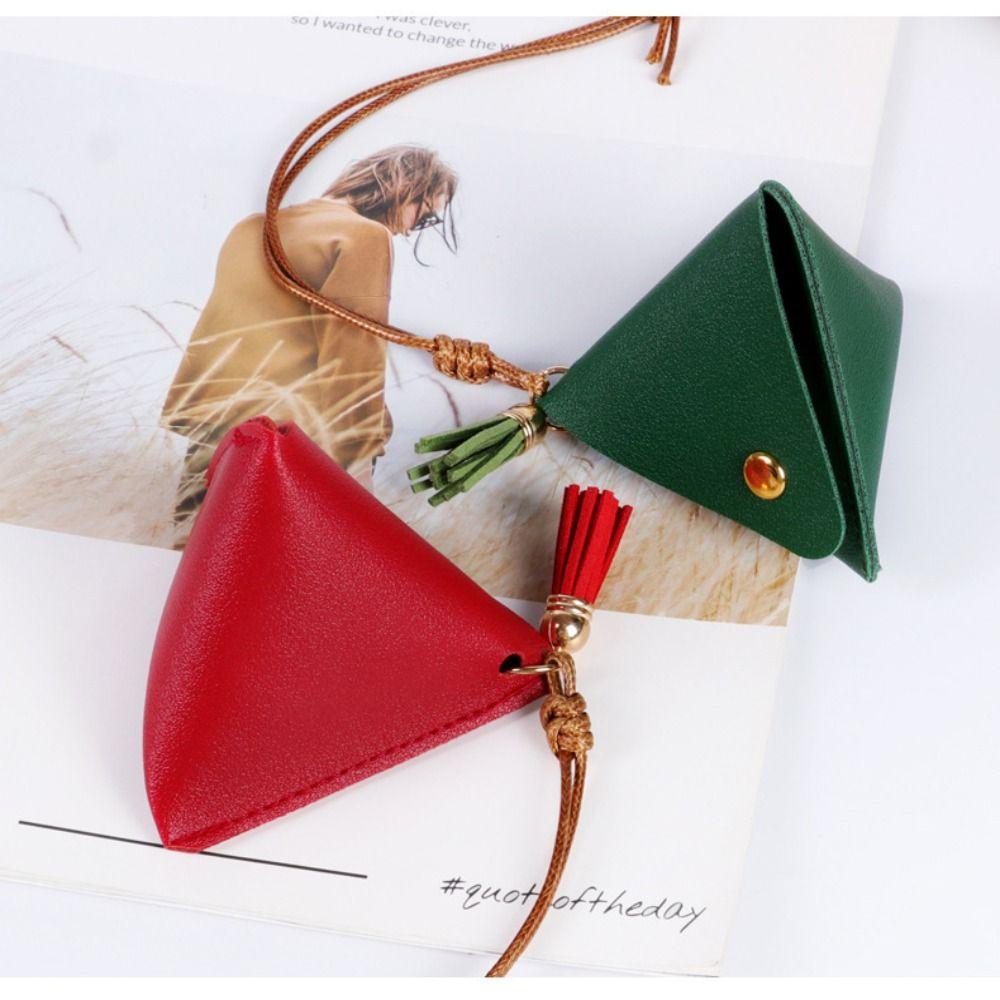 Ví đựng tiền xu bằng da HOBBYIN, Túi đựng tiền xu thay đổi hình tam giác, Thẻ kiểm soát truy cập di động Ví màu trơn