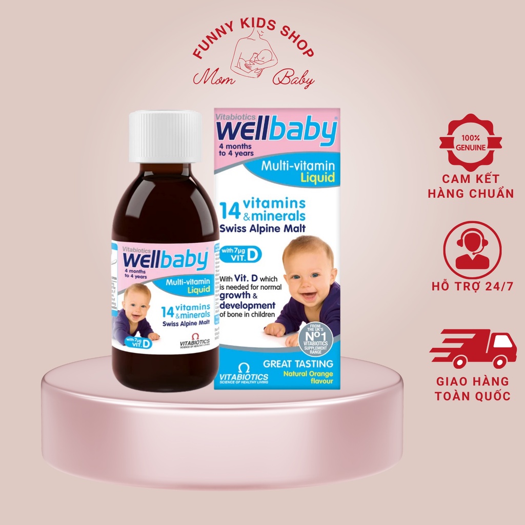 Vitamin tổng hợp WELLBABY MultiVitamin Liquid của Anh bổ sung vitamin