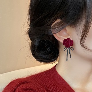 Khuyên Tai Nơ Đỏ Thiết Kế Đơn Giản Thời Trang Hàn Quốc