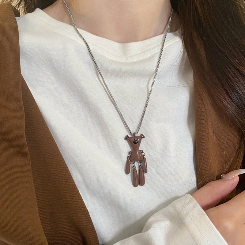 Coo Vintage Cà ri Gấu Mặt Dây Chuyền Choker Gothic Áo Len Vòng Cổ Trang Sức Thời Trang