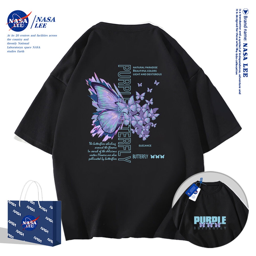 🔥Hàng có sẵn🔥Áo Thun Ngắn Tay Nasa – Cotton Nguyên Chất, Phong Cách Mới Mùa Hè 2024, Dành Cho Nam, Thanh Niên